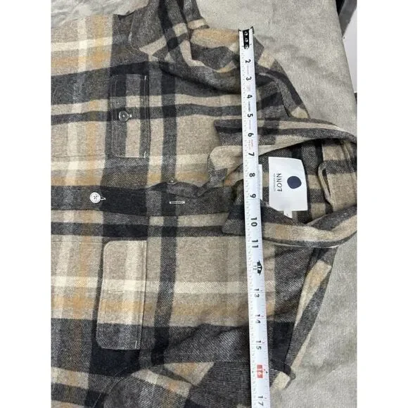 NN 07 Eddard Plaid Button-up Wool Blend Shirt Jacket Italian fabric L